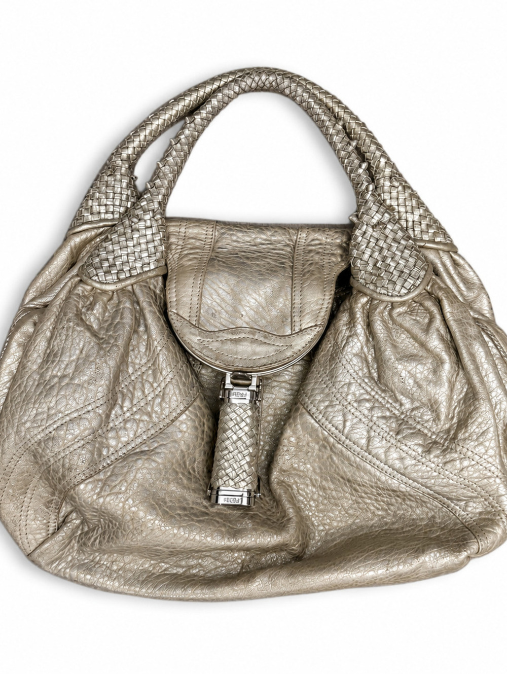 Fendi Bimetal Gold Nappa Leather Spy Bag